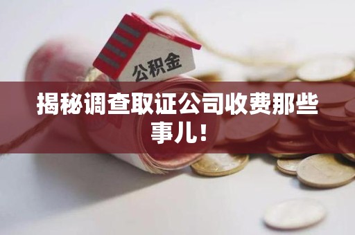 崇义揭秘调查取证公司收费那些事儿！