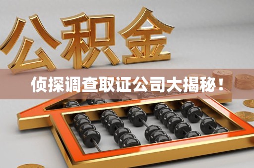 崇义侦探调查取证公司大揭秘！