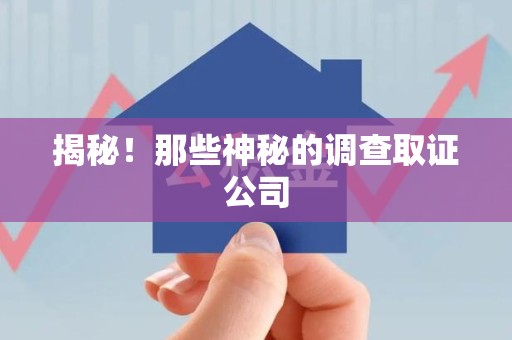 崇义揭秘！那些神秘的调查取证公司