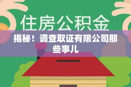 崇义揭秘！调查取证有限公司那些事儿