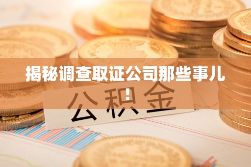崇义揭秘调查取证公司那些事儿！