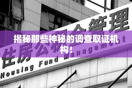 崇义揭秘那些神秘的调查取证机构！