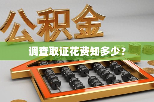崇义调查取证花费知多少？