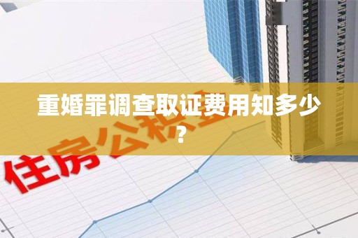 崇义重婚罪调查取证费用知多少？
