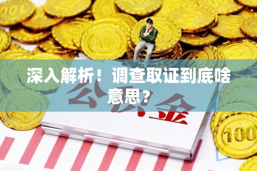 崇义深入解析！调查取证到底啥意思？