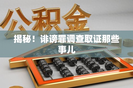 崇义揭秘！诽谤罪调查取证那些事儿